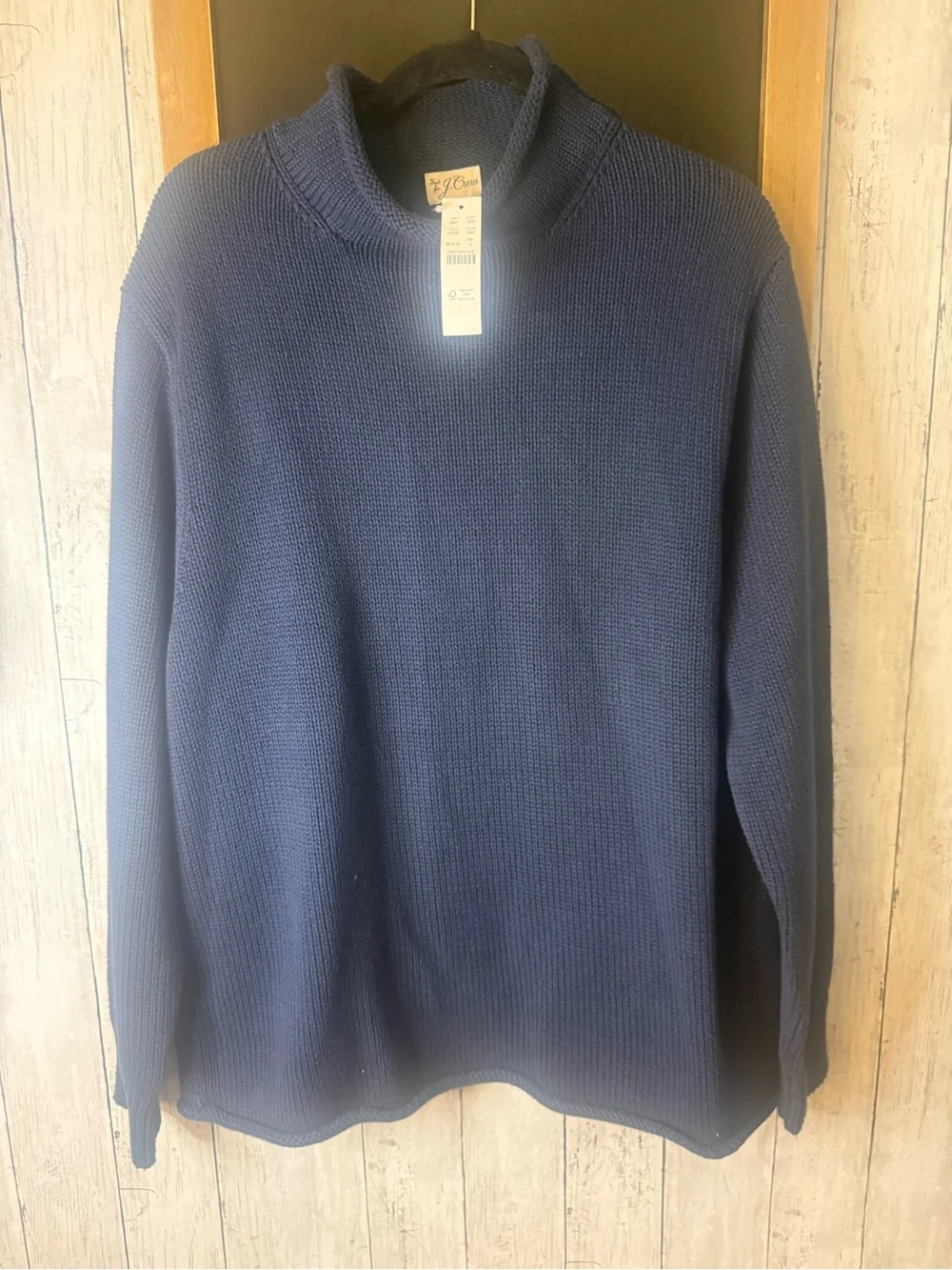 NWT J.Crew navy blue cotton sweater Size L